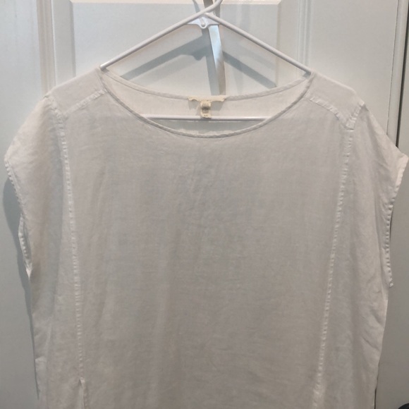 Eileen Fisher 100% Organic Linen White Dress Cover Up Small - Picture 3 of 16